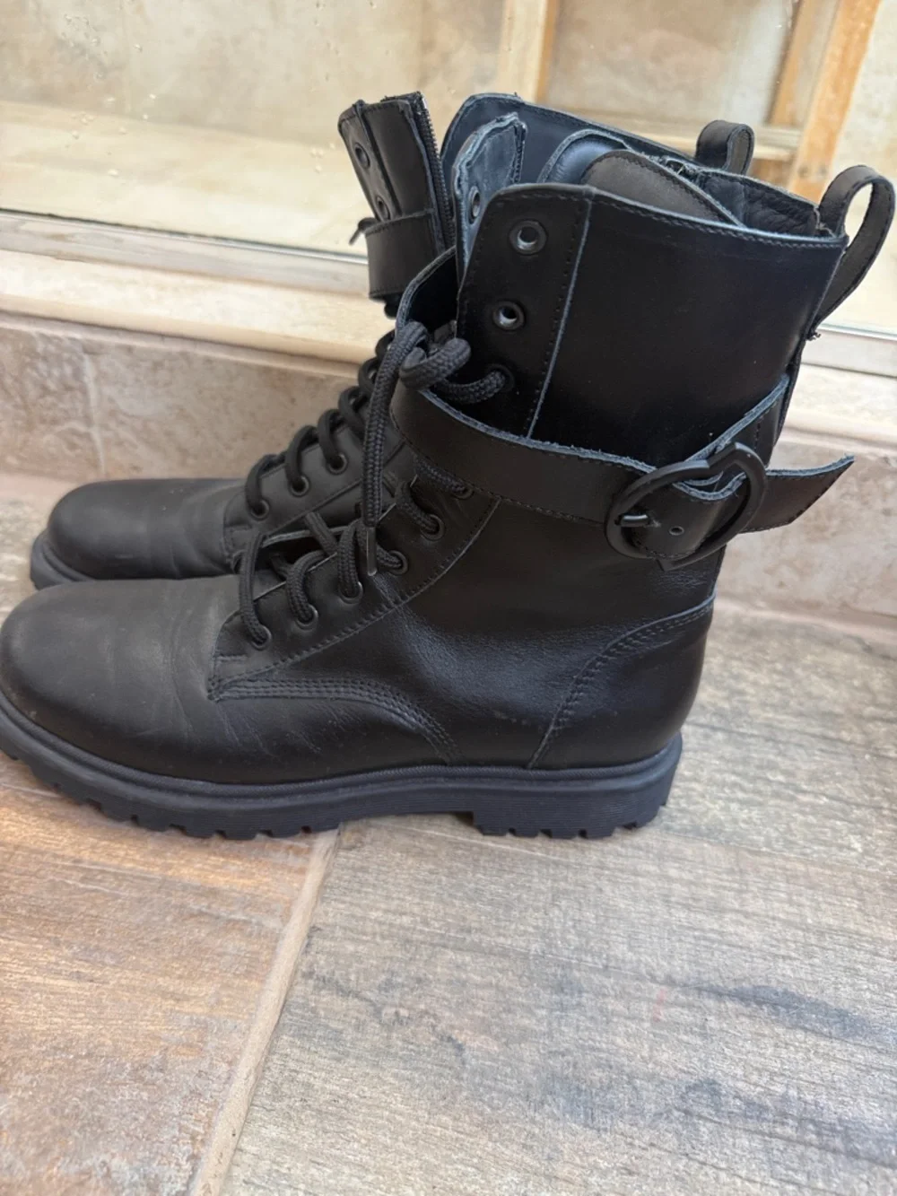Monclear Black Leather Combat Boots 38 - Picture 3 of 5